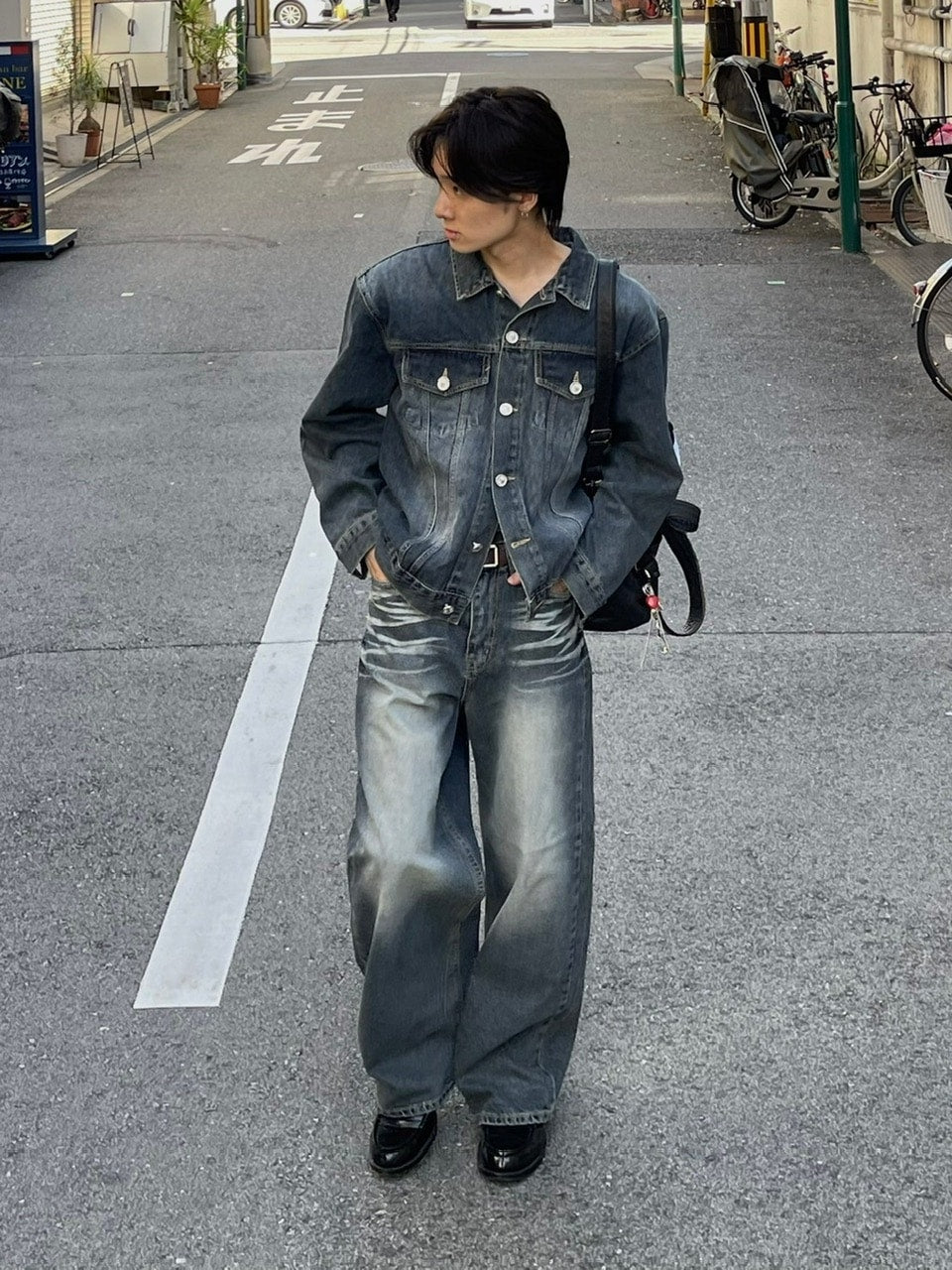 受注制【Chikashitsu +】vintage wash denim jacket 2 (2color)