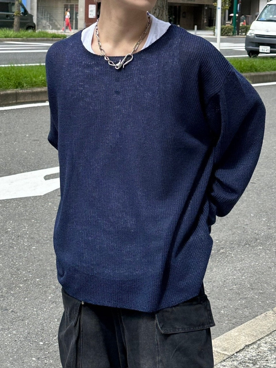 受注制【Chikashitsu +】wide neck light knit (4color)