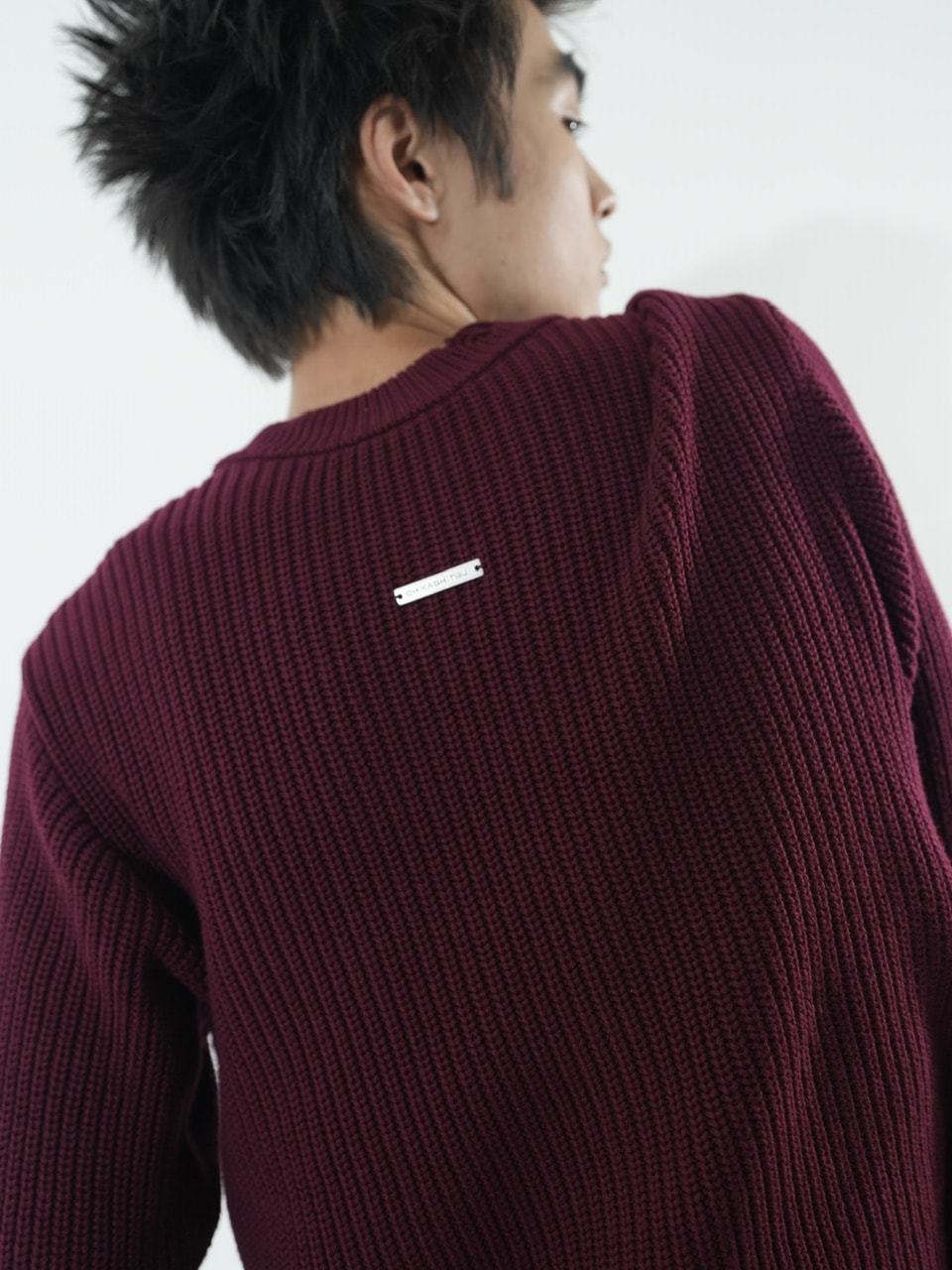 【CS】mock neck damage knit (red)