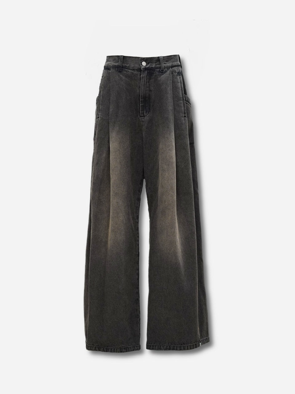 【CS】side tuck drape denim pants (dark brown)