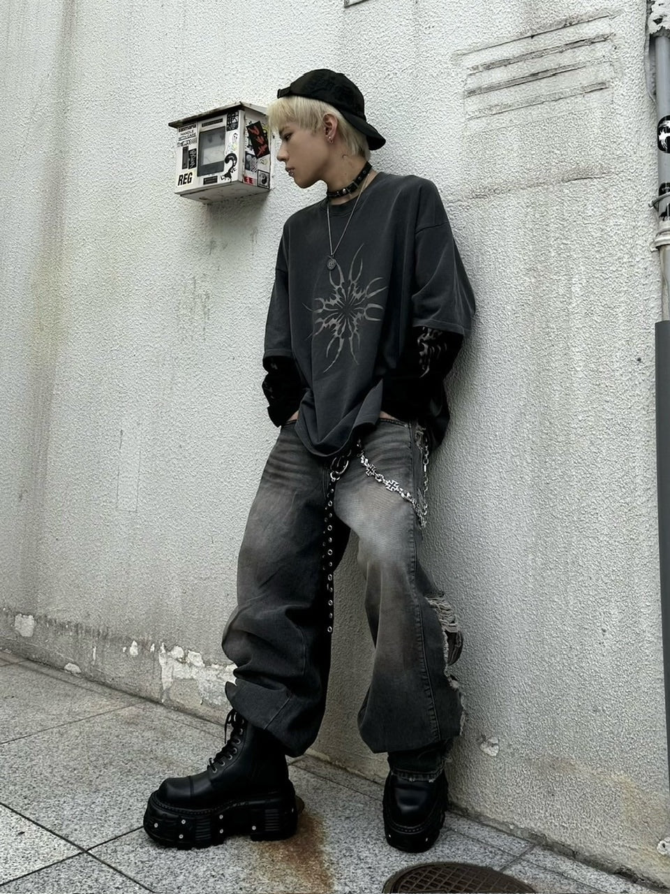 受注制【Never mind the XU】camouflage side damage denim pants (2color) / 【ネバーマインドザエックスユー】カモフラージュサイドダメージワイドデニムパンツ