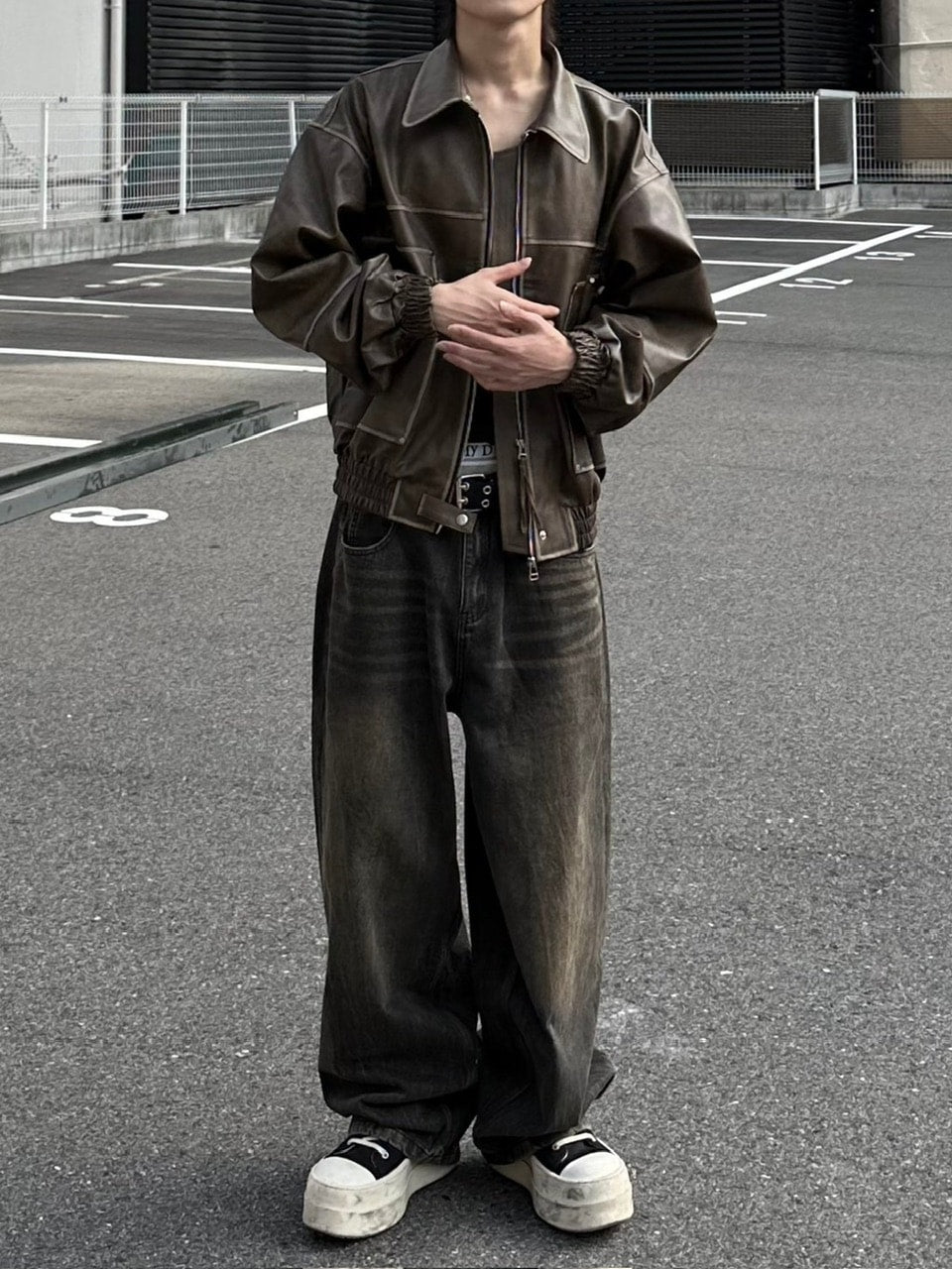 大阪店WEB限定受注制【Chikashitsu +】washing vegan leather jacket (2color)