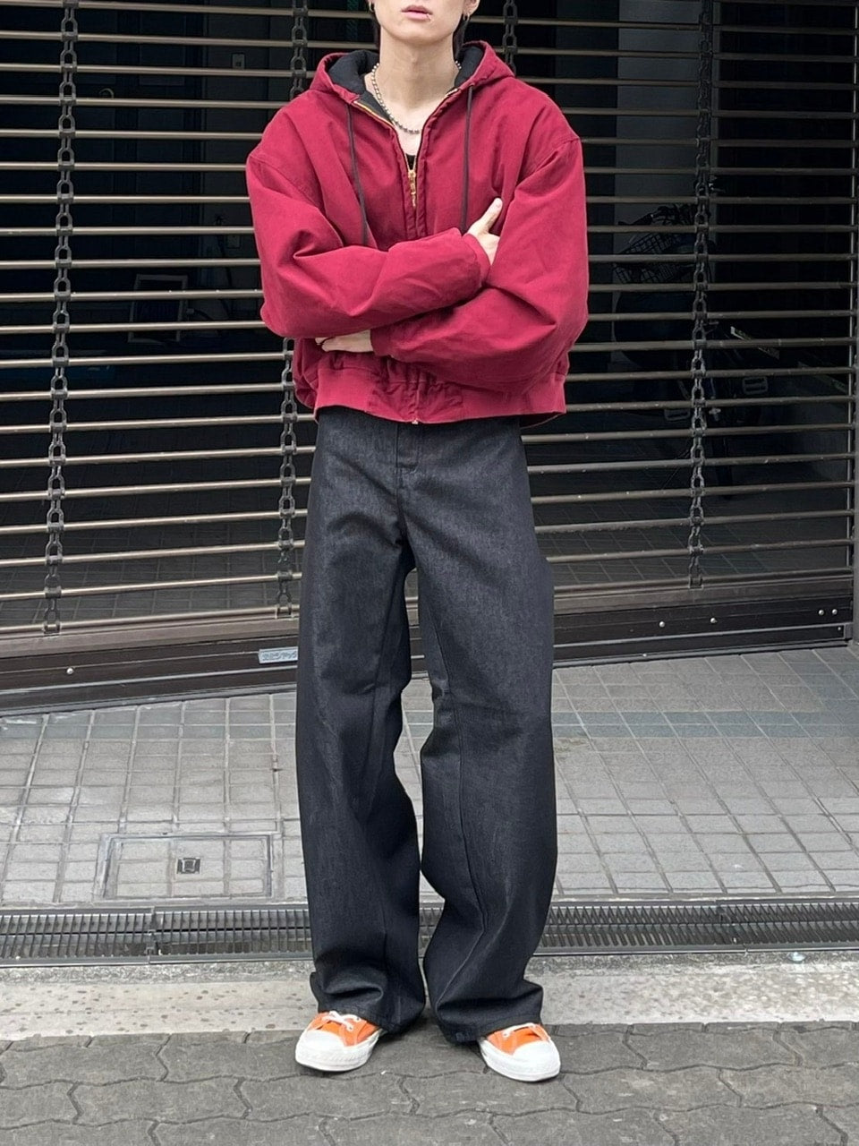 受注制【Chikashitsu +】cropped hooded work blouson (2color) / 【チカシツプラス】クロップドフードジップアップパーカーワーク長袖ブルゾン