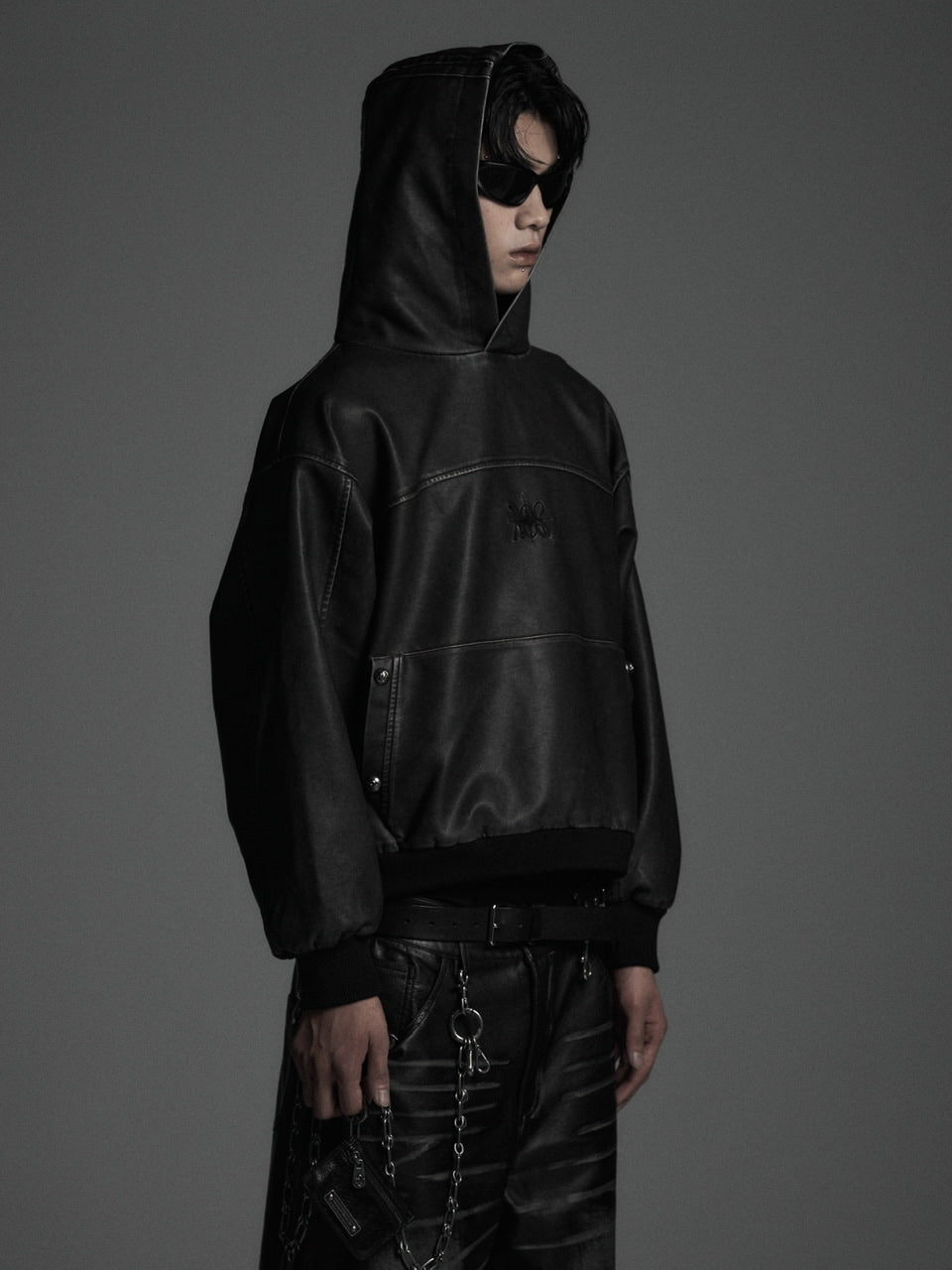 Rosen Kreuz】VINTAGE LEATHER SHIRRING HOODIE – PRESSING WEB SHOP