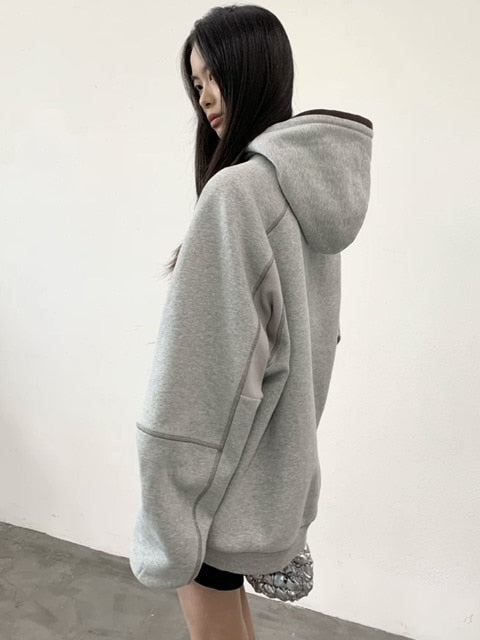 【ARCH by ROARINGWILD】Patchwork Fleece Hooded Sweatshirt