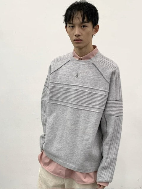 【ARCH by ROARINGWILD】Pattern Contrasting Decorative Thread Wool Sweater
