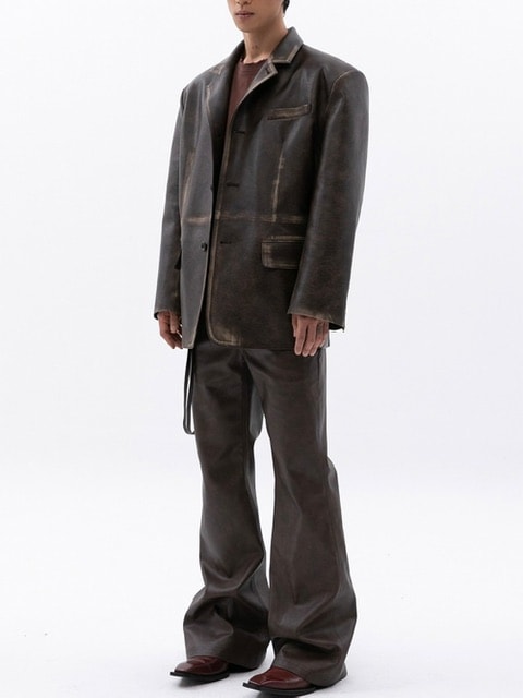 【ESC STUDIO】washing leather 4 buttons blazer