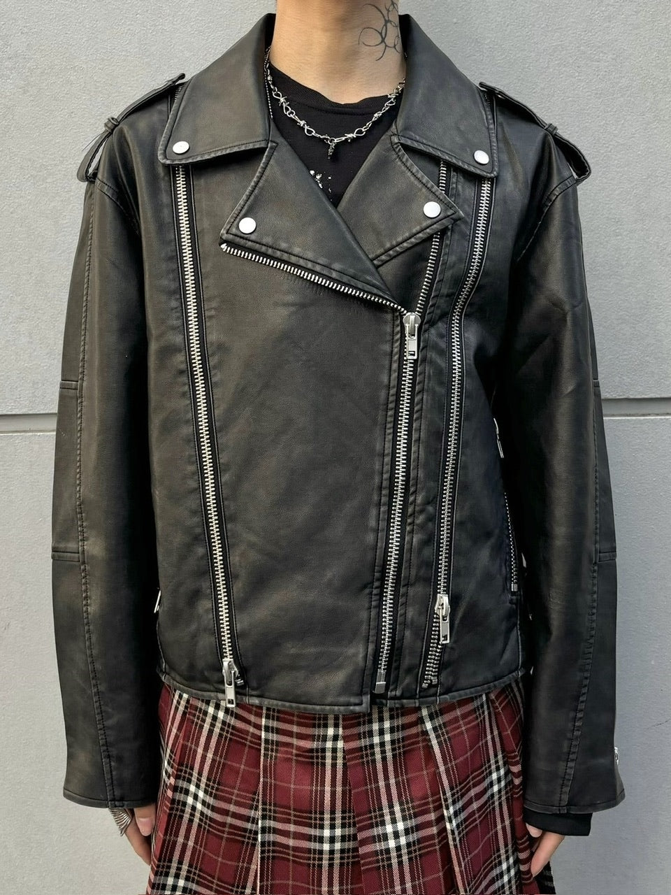 受注制【Never mind the XU】washed leather jacket