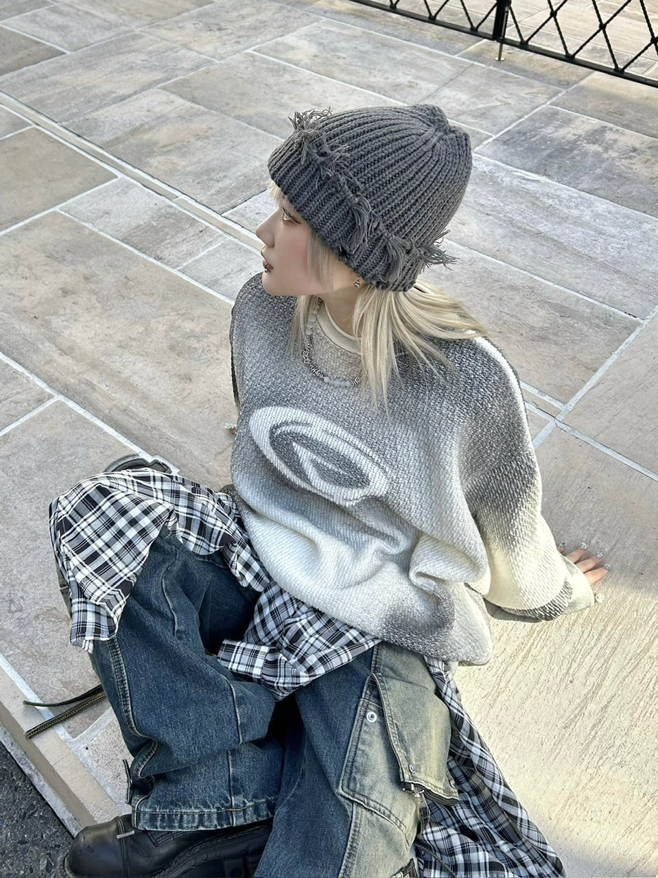 受注制【Never mind the XU】damage beanie (2color)