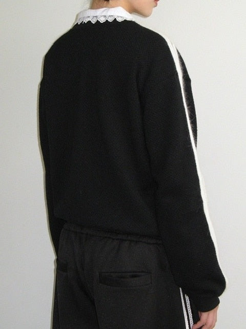 【CRANK】ANGORA LINE FLOWER KNITWNAR / 【クランク】アンゴララインフラワーロゴ長袖ニット