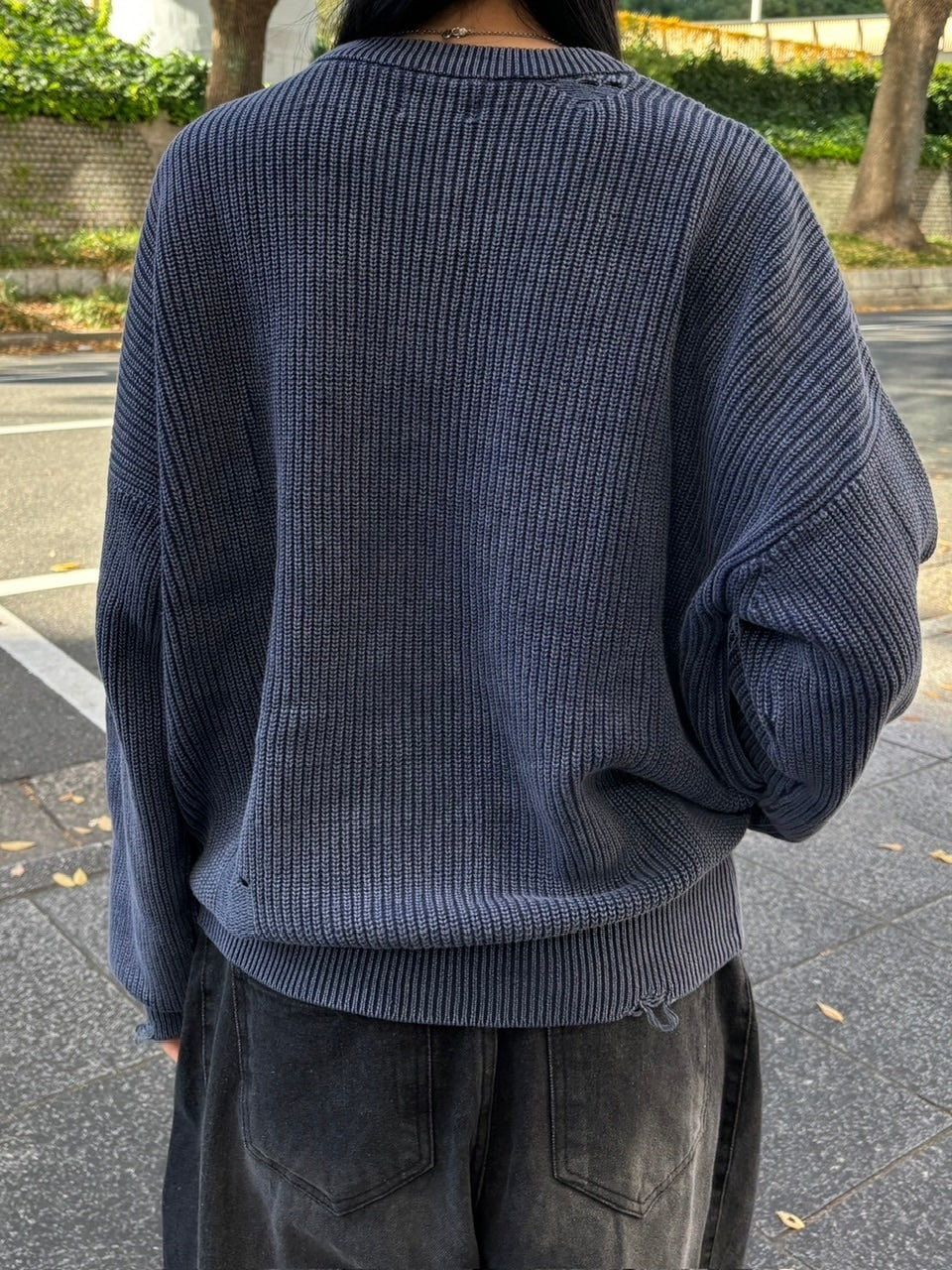 【Chikashitsu +】vintage wash damage knit (3color) / 【チカシツプラス】ビンテージウォッシュダメージ長袖ニット