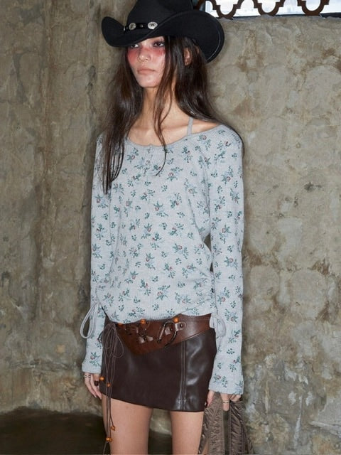 【NOT KNOWING】ROSE HALTER STRAP TOP / 【ノットノーイング】ローズホルターネックストラップ長袖トップス