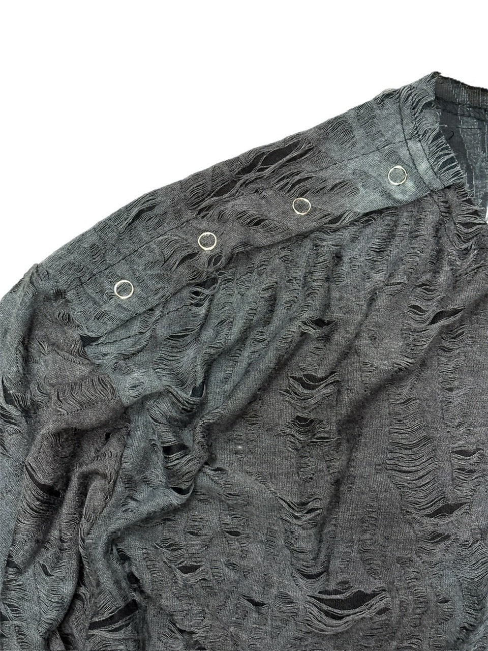 受注制【Chikashitsu +】shoulder button grunge knit (2color)