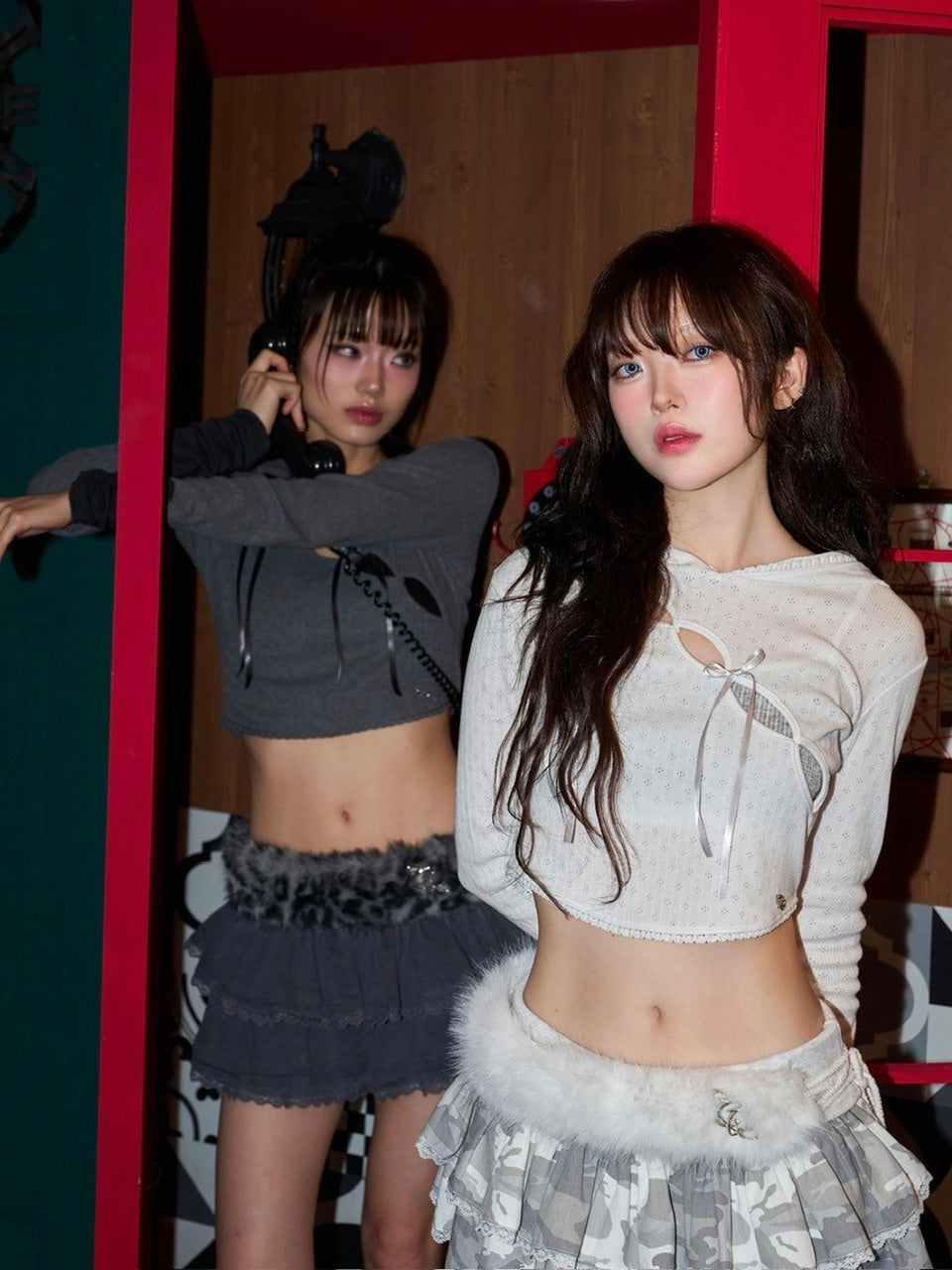 【CHERRYQUIRI】wave lace ribbon hoody / 【チェリーキュリー】ウェイブレースリボン長袖パーカー