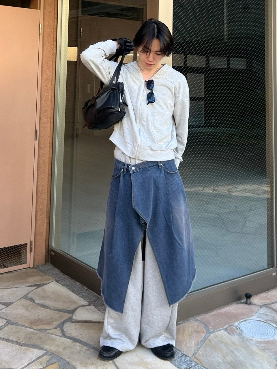 受注制【Chikashitsu +】wrapping design denim skirt (2color)
