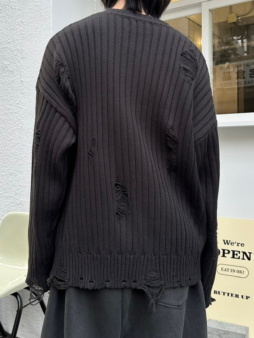 【LUV CODE】oversized damage knit (3color)