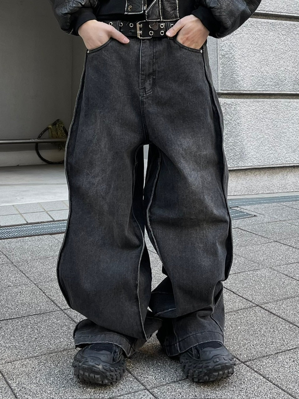 受注制【Chikashitsu +】wide curve denim pants