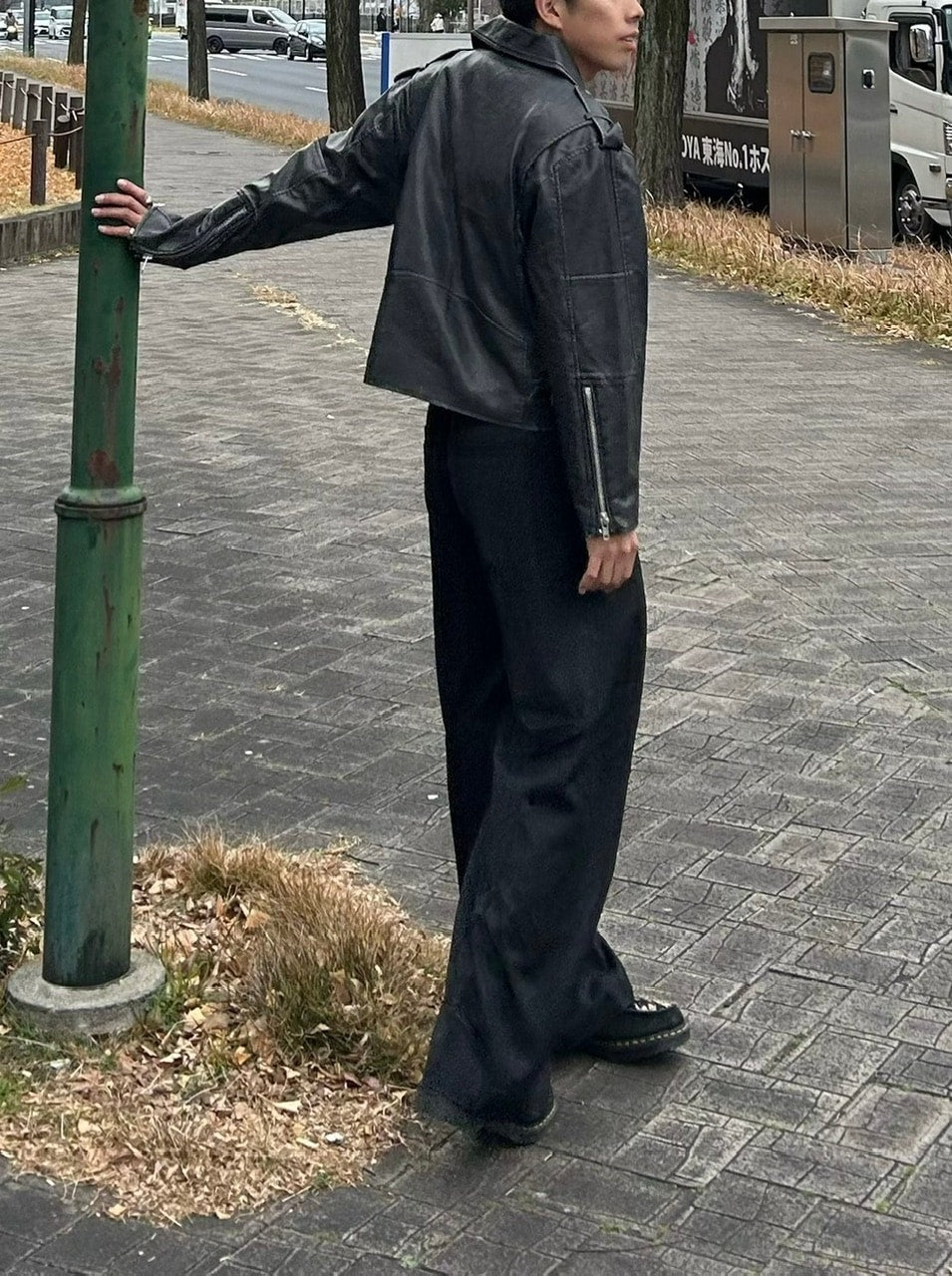 受注制【Chikashitsu +】aging wash cropped riders jacket