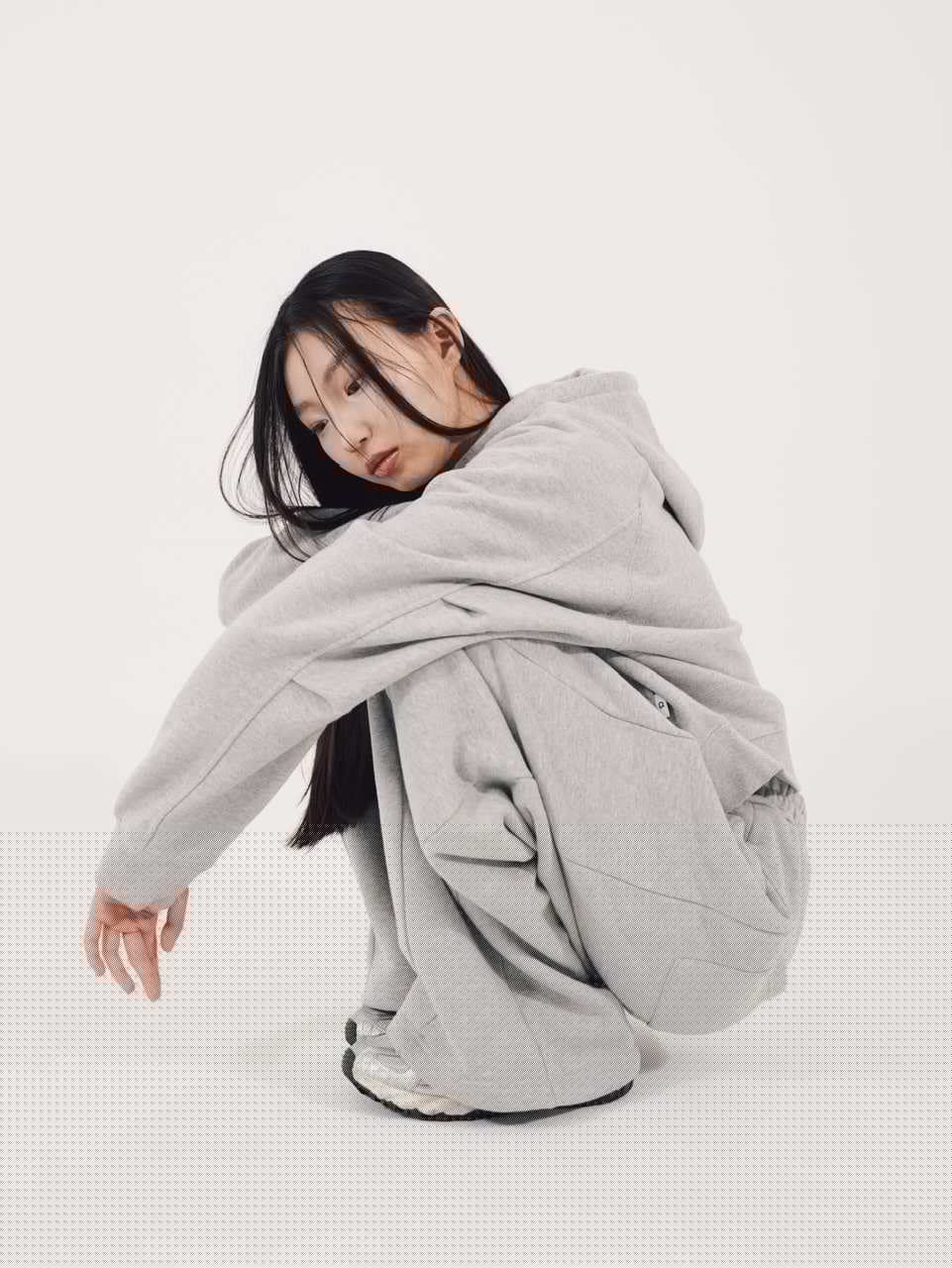 【CS】cropped double zip hoodie (gray)