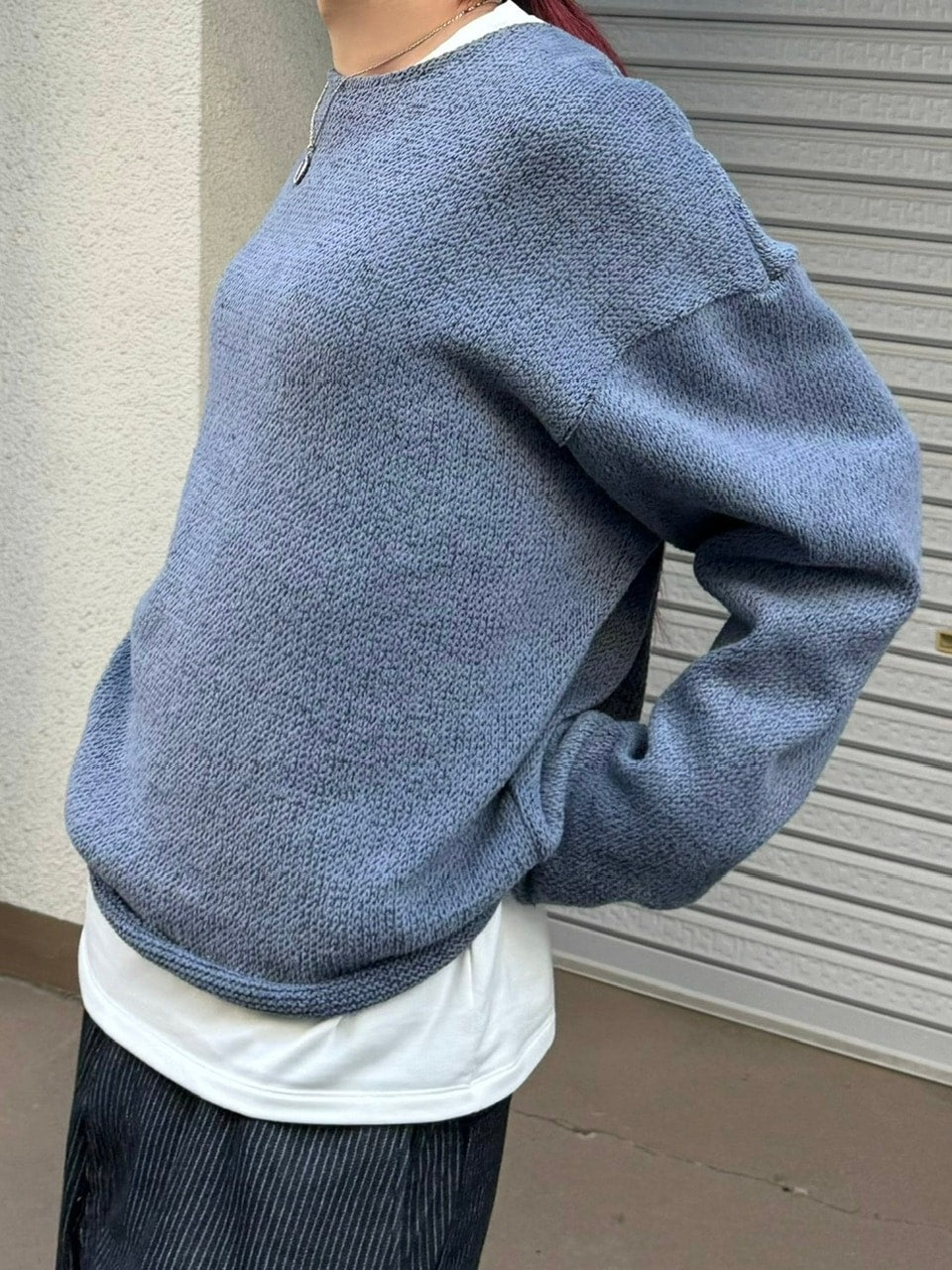 受注制【Chikashitsu +】loose fit round knit (4color)