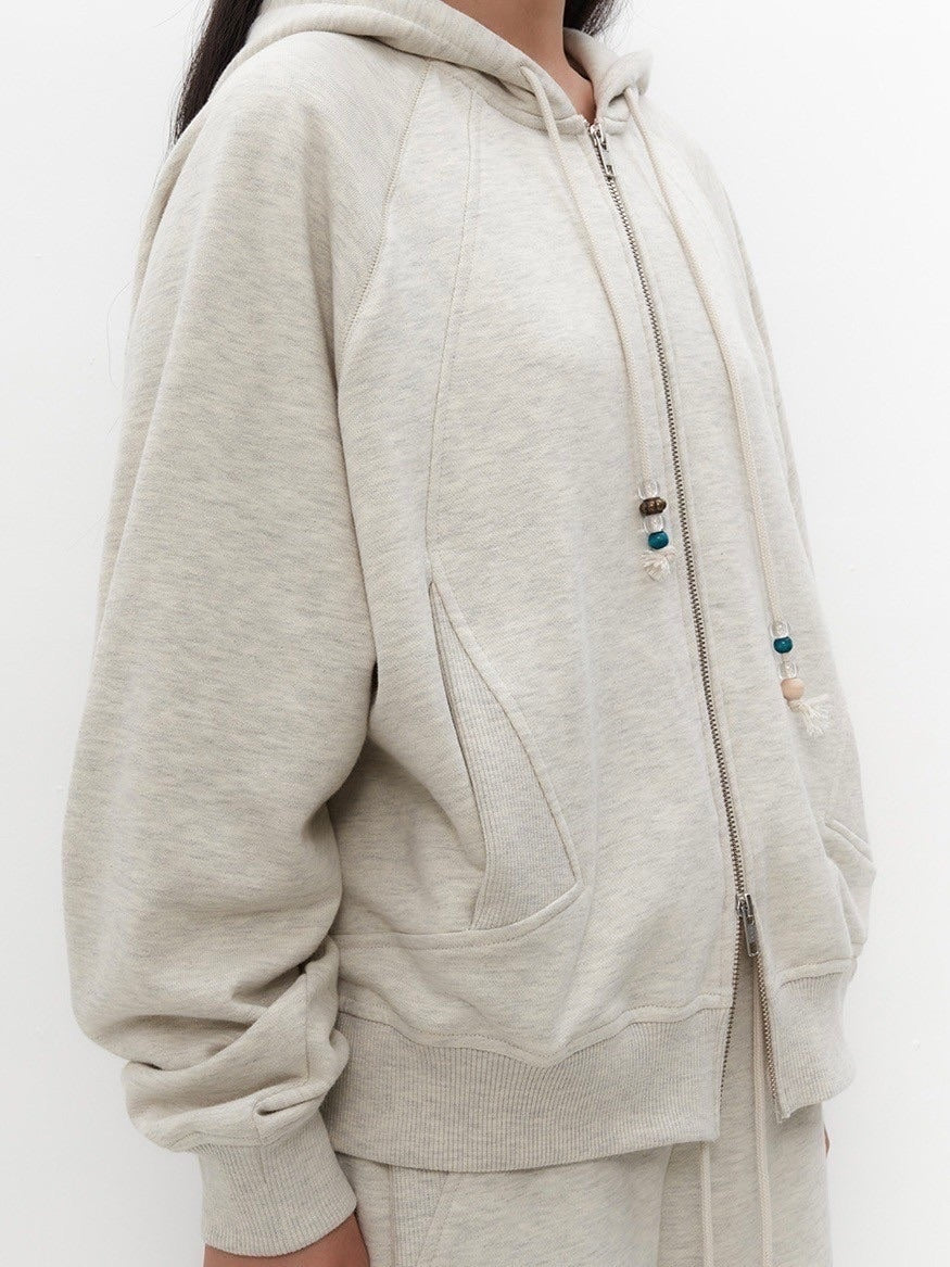 【TUOMIO】STRING CHARM HOOD ZIP-UP