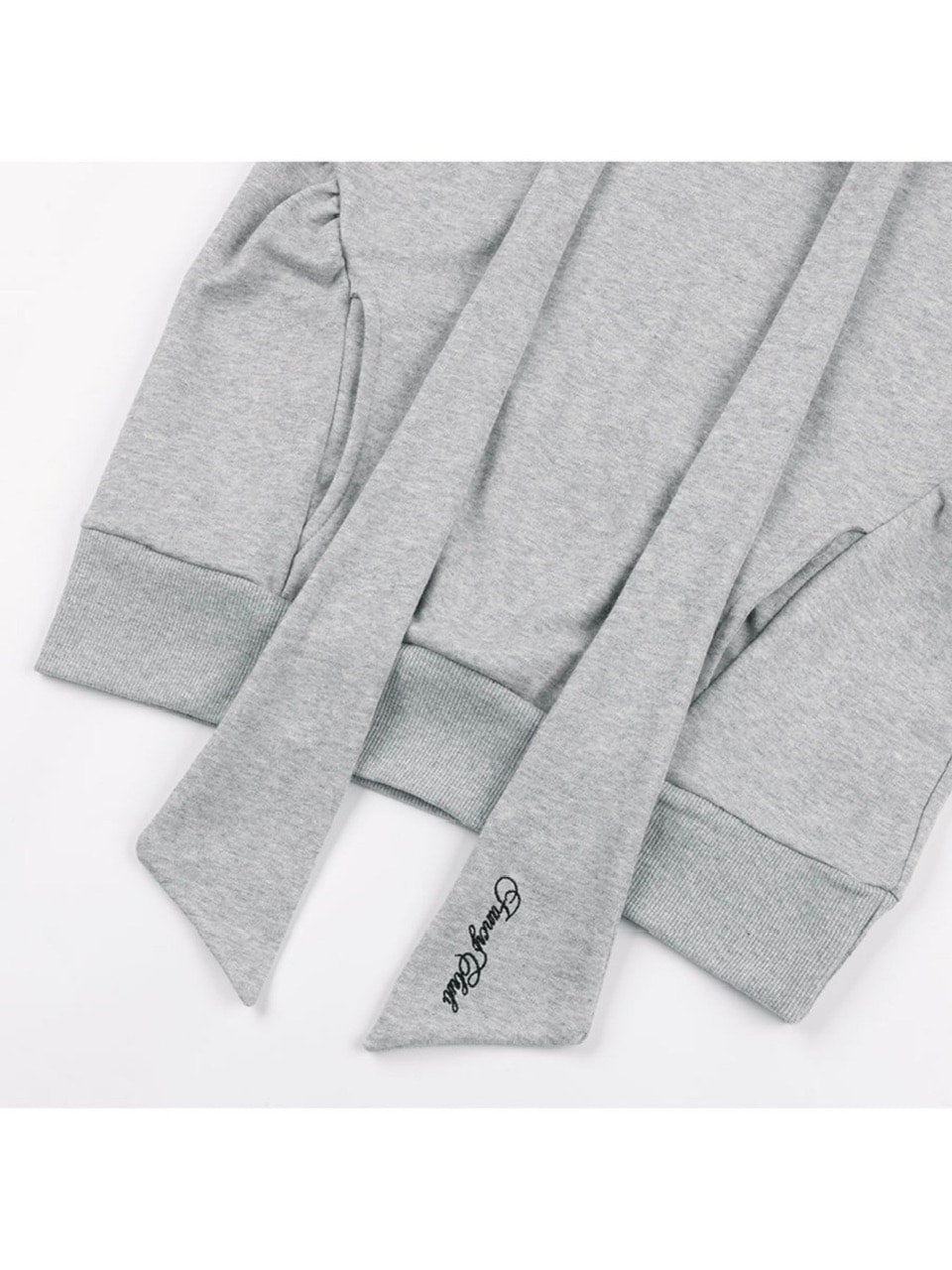 【FANCY CLUB】PUFF ROUND SCARF HOODIE / 【ファンシークラブ】パフスリーブラウンドネックスカーフショートパーカー