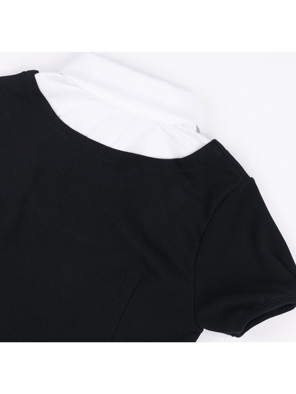 【FANCY CLUB】PREPPY RIBBON TIE SHIRT / 【ファンシークラブ】プレッピーリボンタイレイヤード半袖シャツ