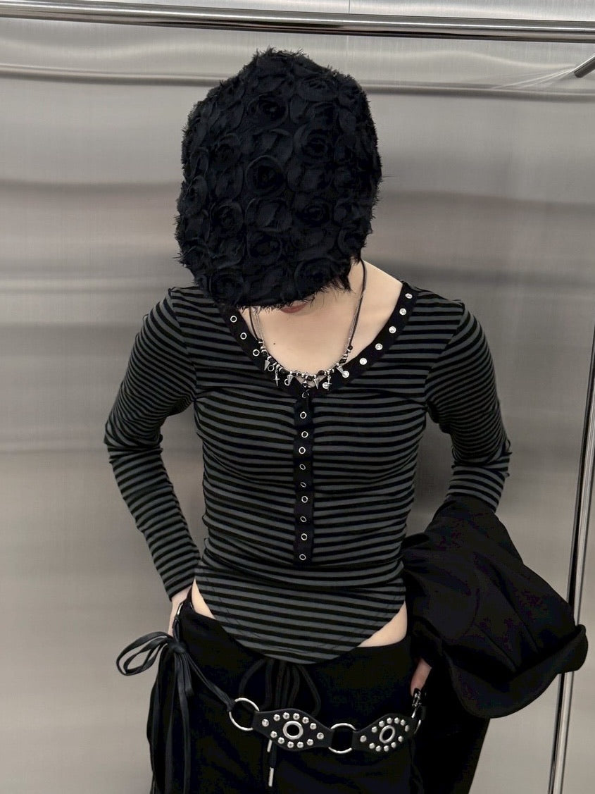 受注制【nmtc +】border snap long sleeve (2color)