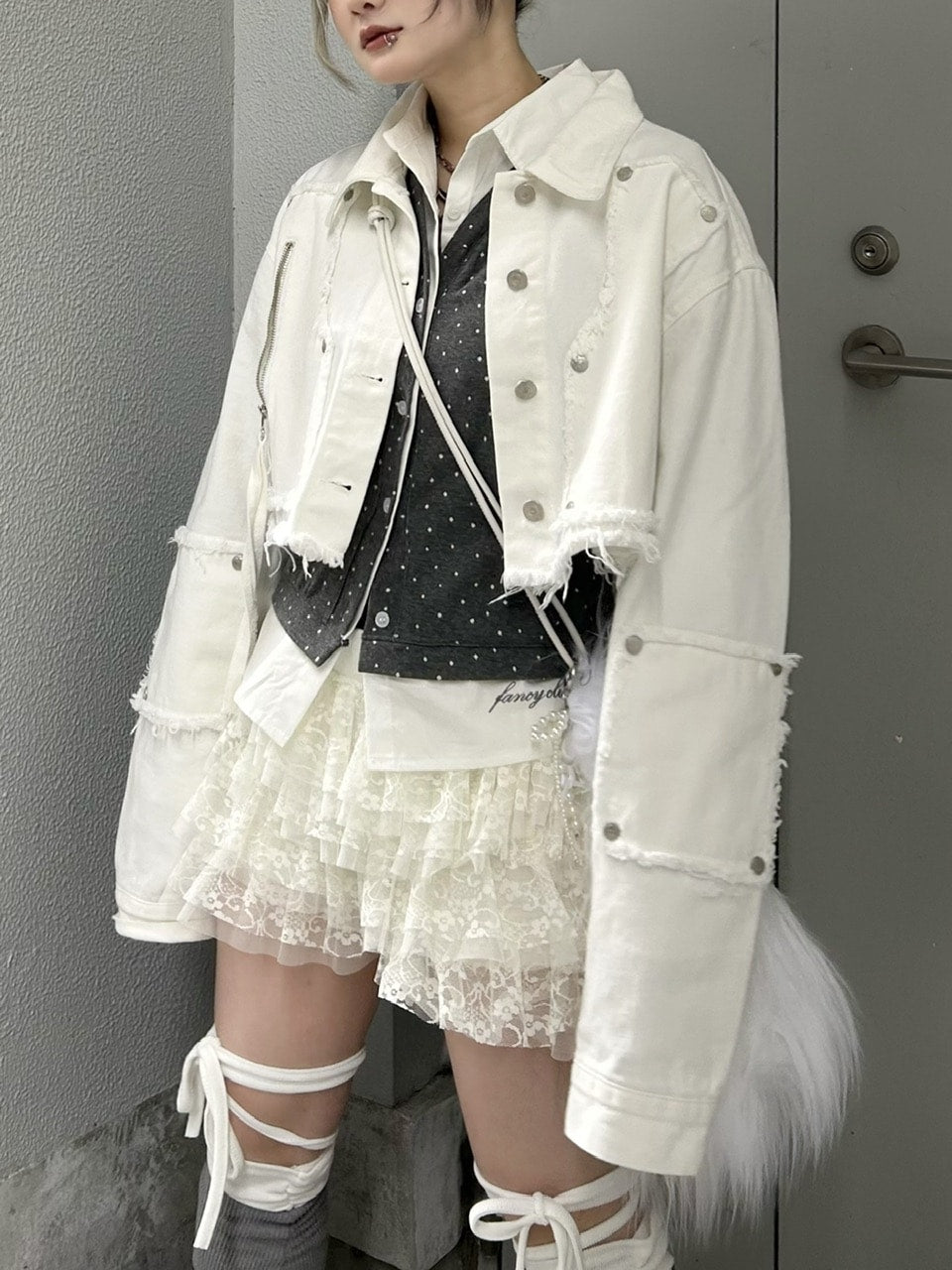 受注制【Never mind the XU】cancan lace mini skirt (2color)