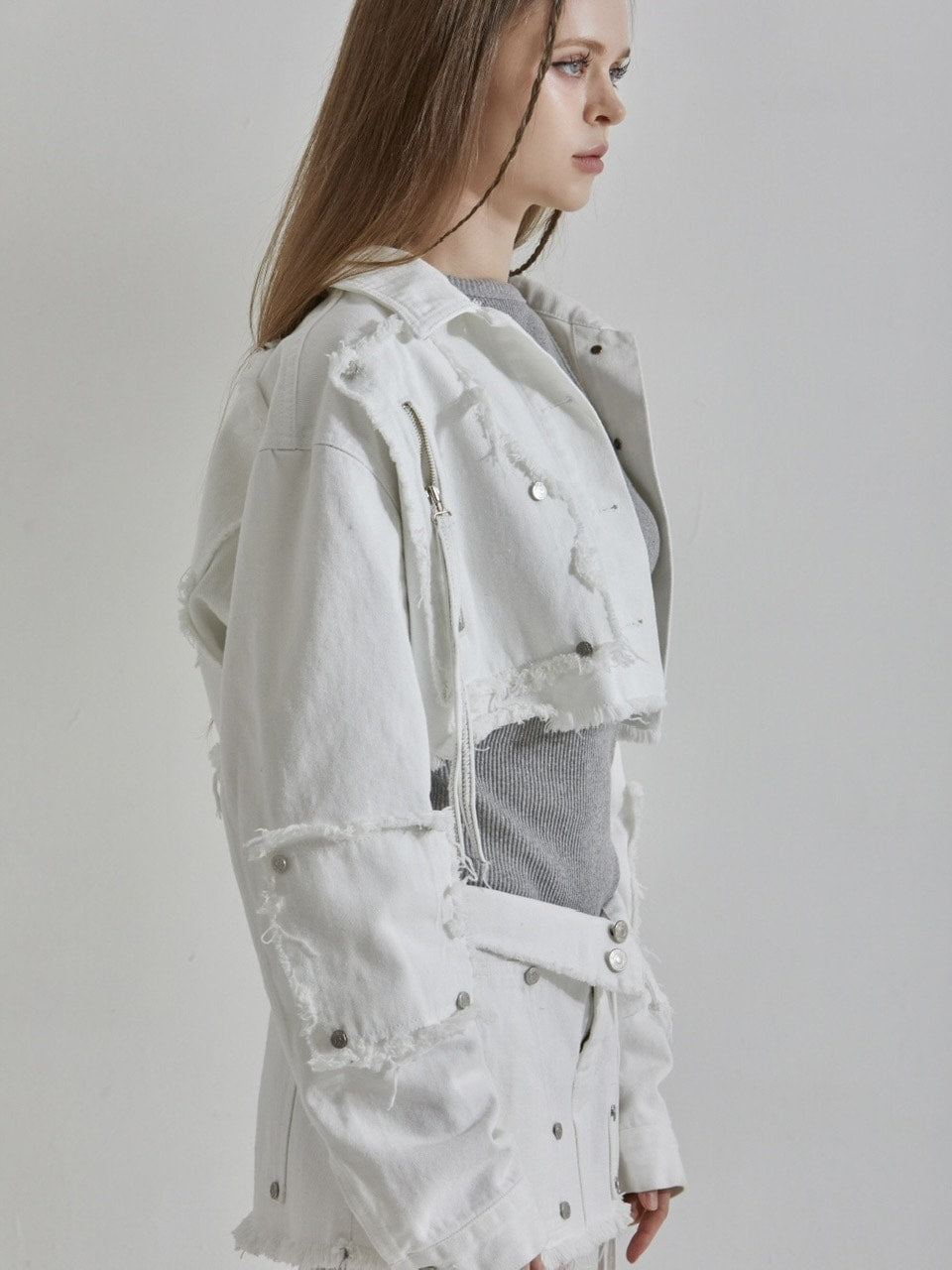 【GATELESS】FRINGE CROPPED DENIM JACKET