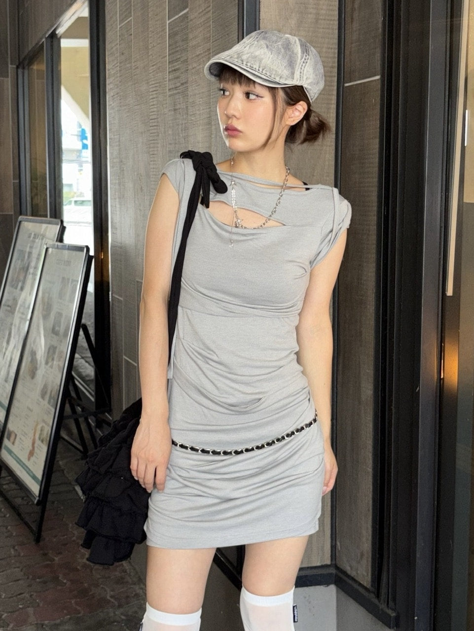 受注制【Never mind the XU】leather waist chain (2color)