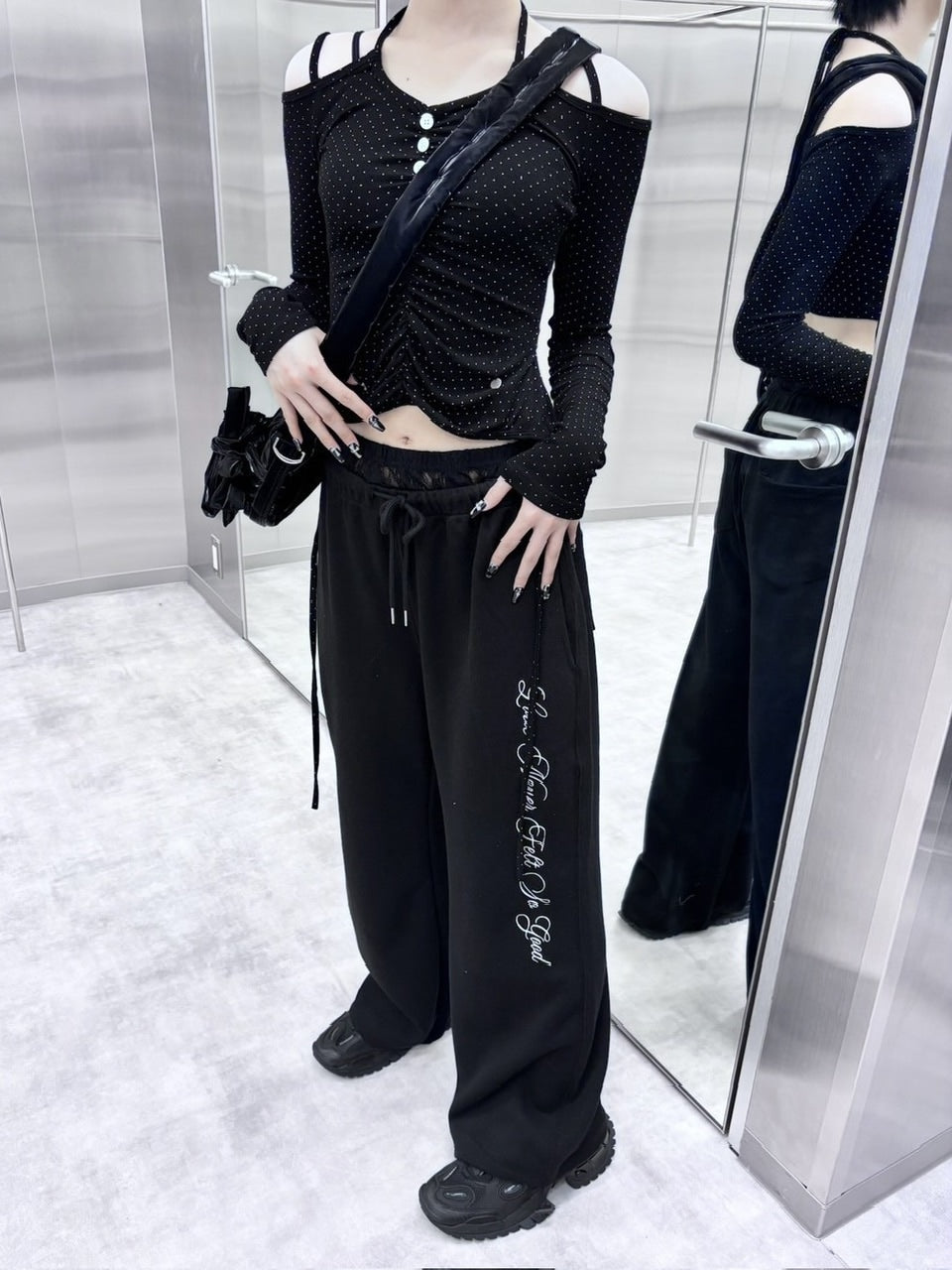 受注制【nmtc +】lace layered sweat pants (2color) / 【エヌエムティーシープラス】レースレイヤードスウェットパンツ