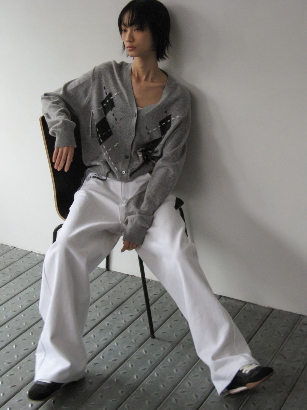 【ROCK CAKE】Argyle Stitch Knit Cardigan