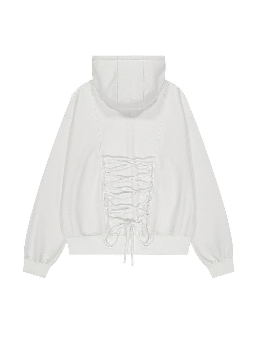 【TUOMIO】LACE UP HOOD ZIP-UP