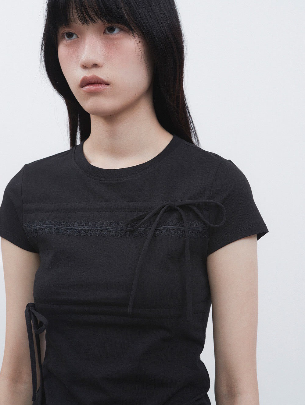 【TUOMIO】RIBBON LAYERED SHORT SLEEVES