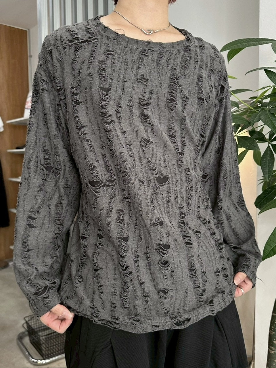 国際配送【LUV CODE】damage long sleeve tee (3color)