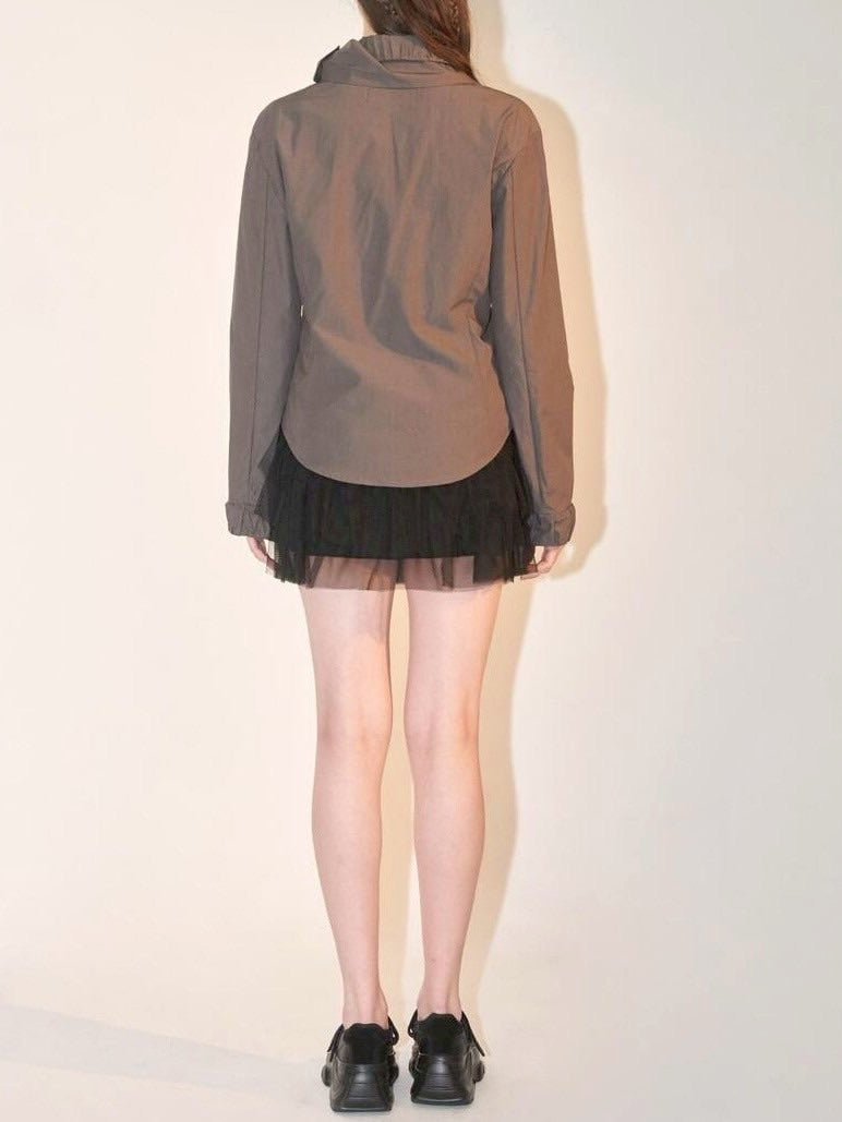 【ODDONEOUT】TUCKING MASH SKIRT / 【オッドワンアウト】タッキングメッシュフリルレーススカート