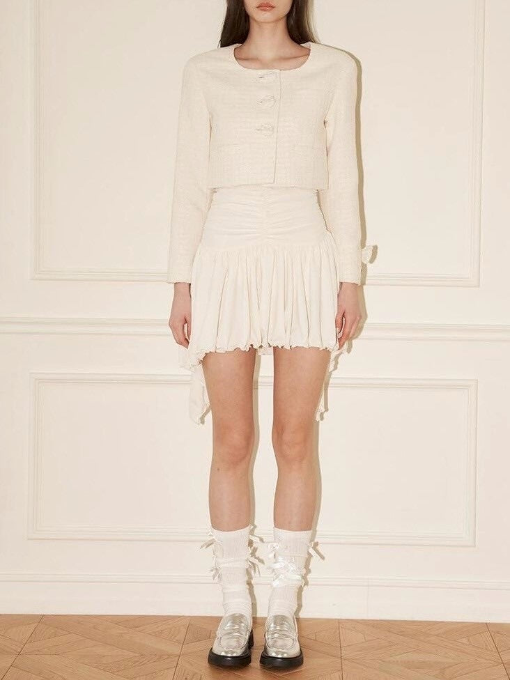 【ODDONEOUT】PEARL RIBBON TWEED JACKET / 【オッドワンアウト】パールリボンツイードジャケット