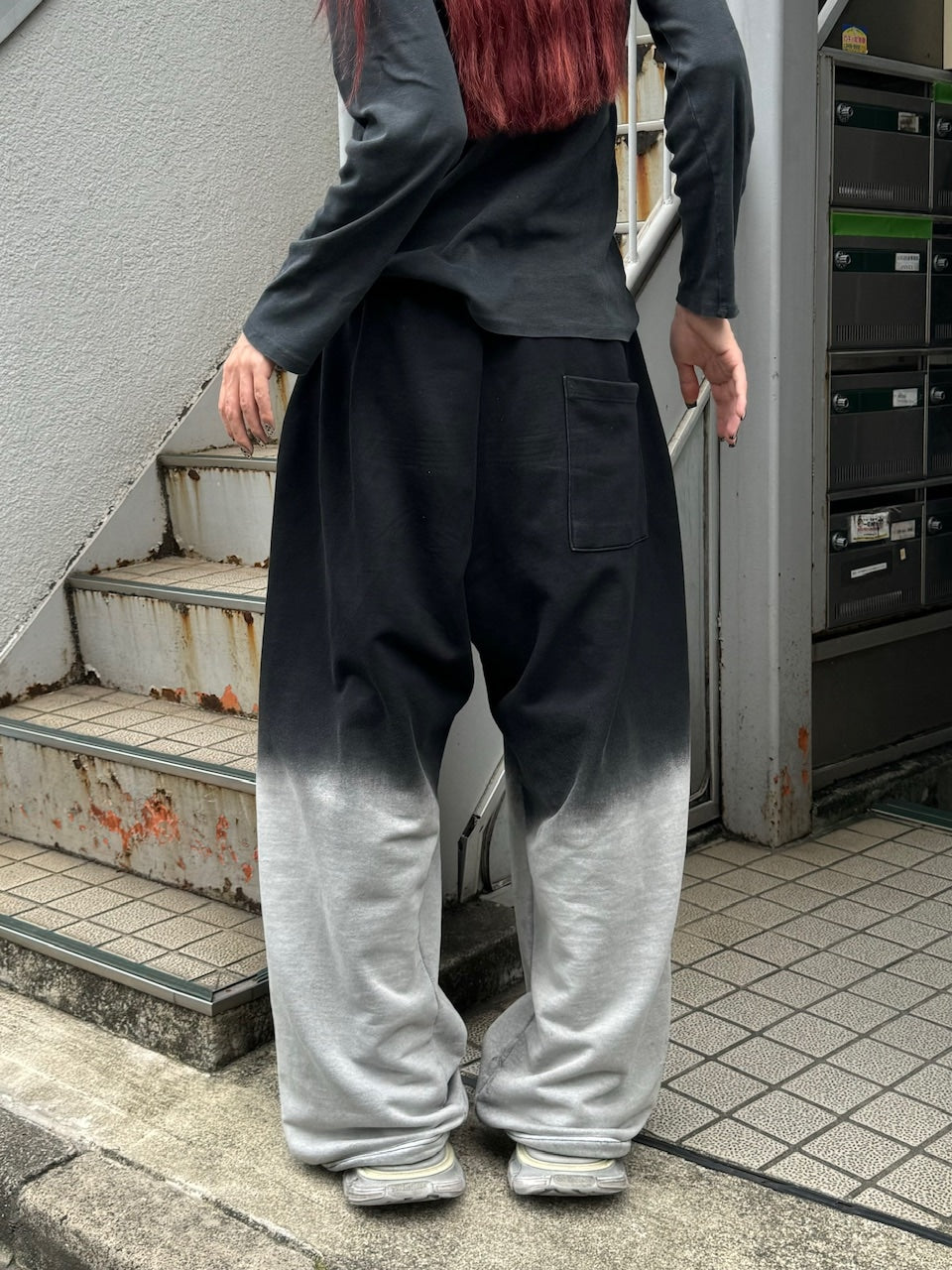 受注制【Chikashitsu +】gradation drawstring sweat pants / 【チカシツプラス】グラデーションドローコードスウェットパンツ
