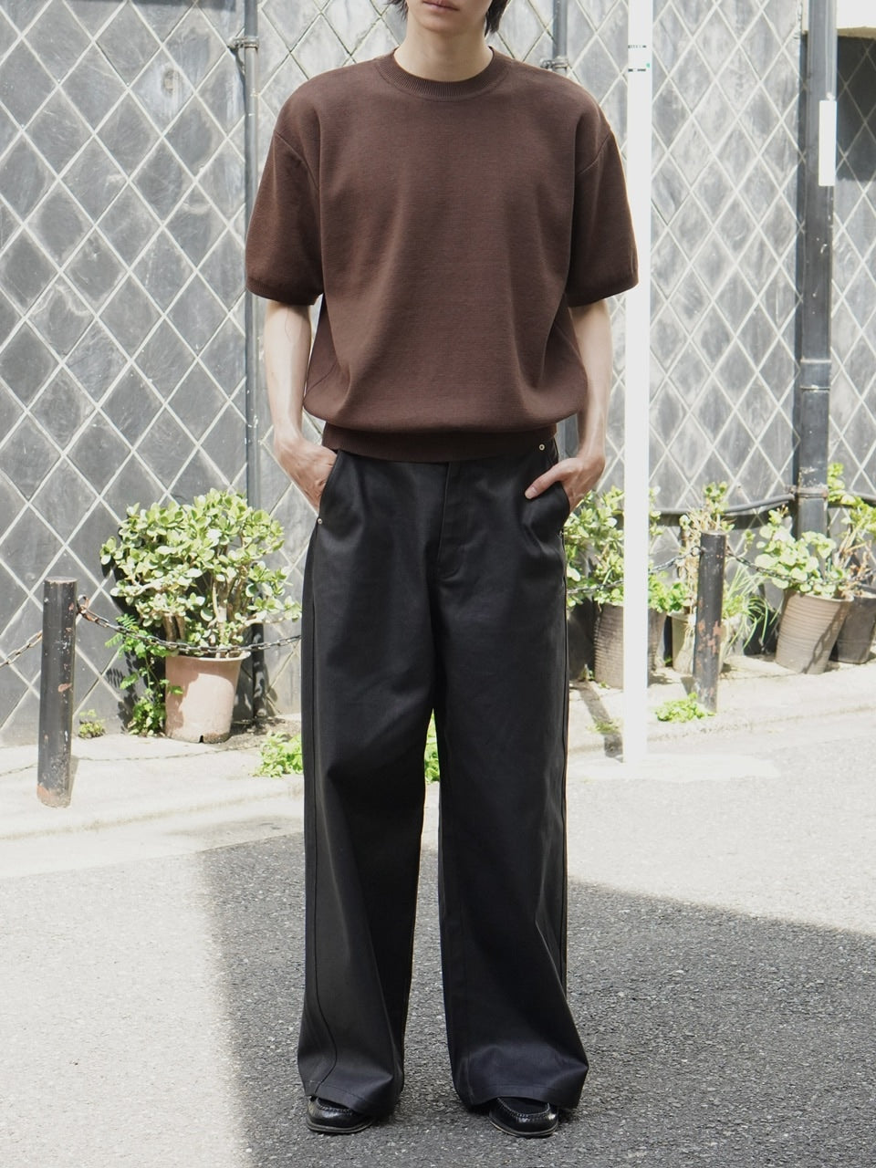 東京店WEB限定受注制【Chikashitsu +】crew neck cotton knit (3color)