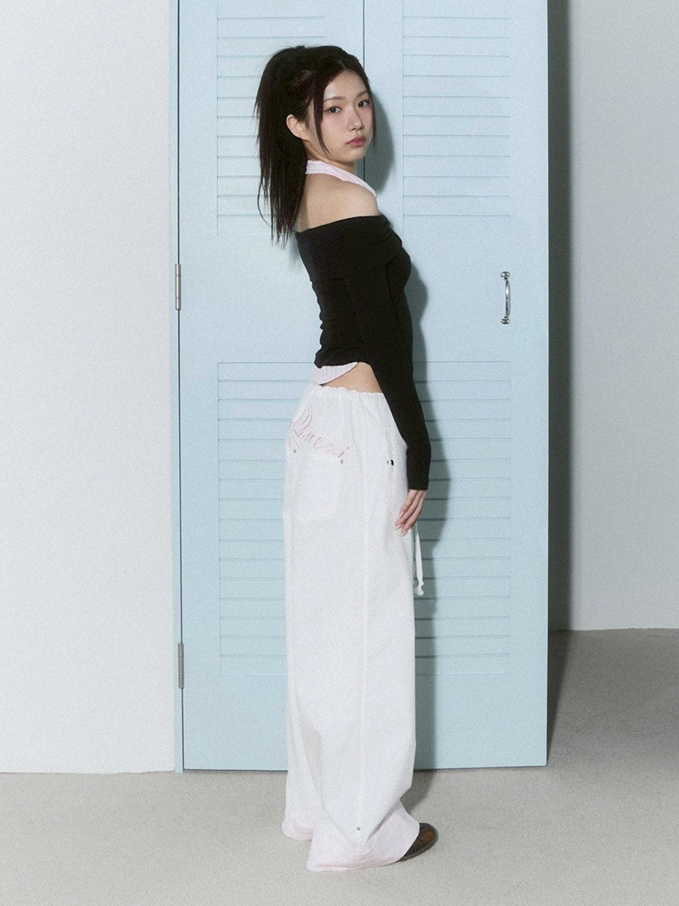 【CHERRYQUIRI】lace layered roll up denim / 【チェリーキュリー】レースレイヤードロールアップデニムパンツ