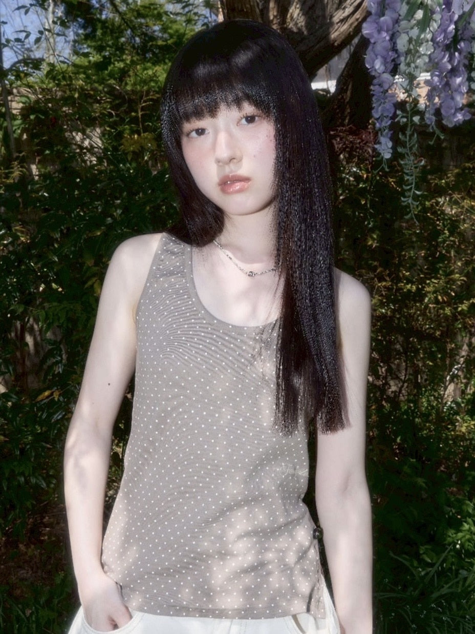 【FANCY CLUB】 Dot Button Sleeveless / 【ファンシークラブ】ドットボタンタンクトップ