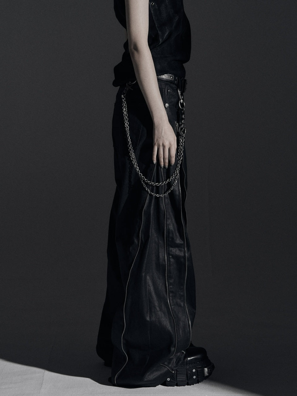 【Rosen Kreuz】ZIP WIDE BAGGY PANTS