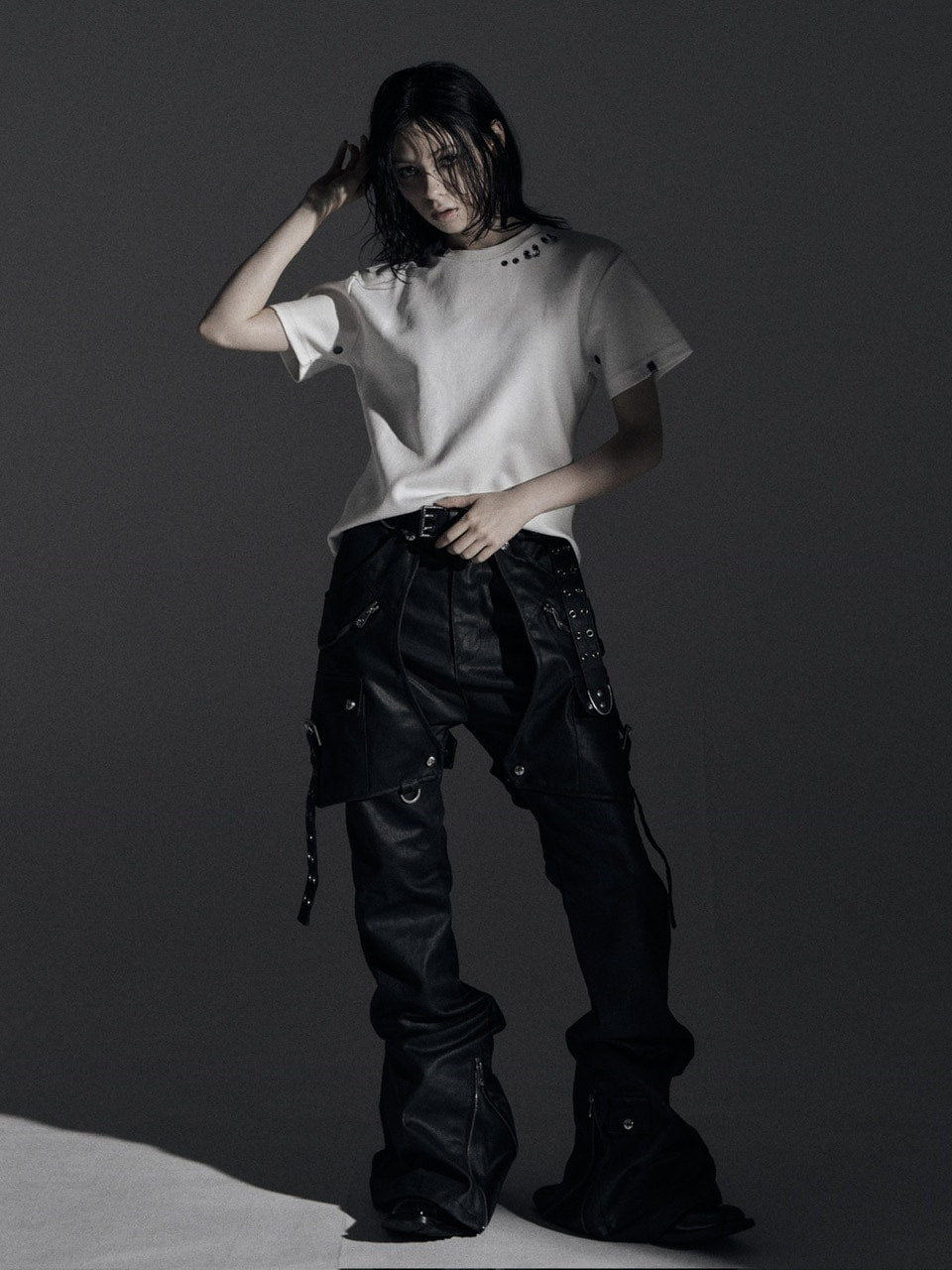 【Rosen Kreuz】SIDE BELT DOCKING FLARE PANTS