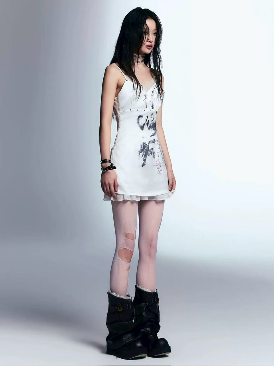 【Cest Nous】Satin Studded Camisole Dress / 【セヌー】サテンスタッズキャミワンピース