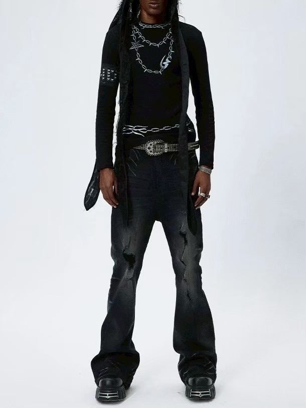 【DND4DES】ROUGH STRETCH FLARED JEANS