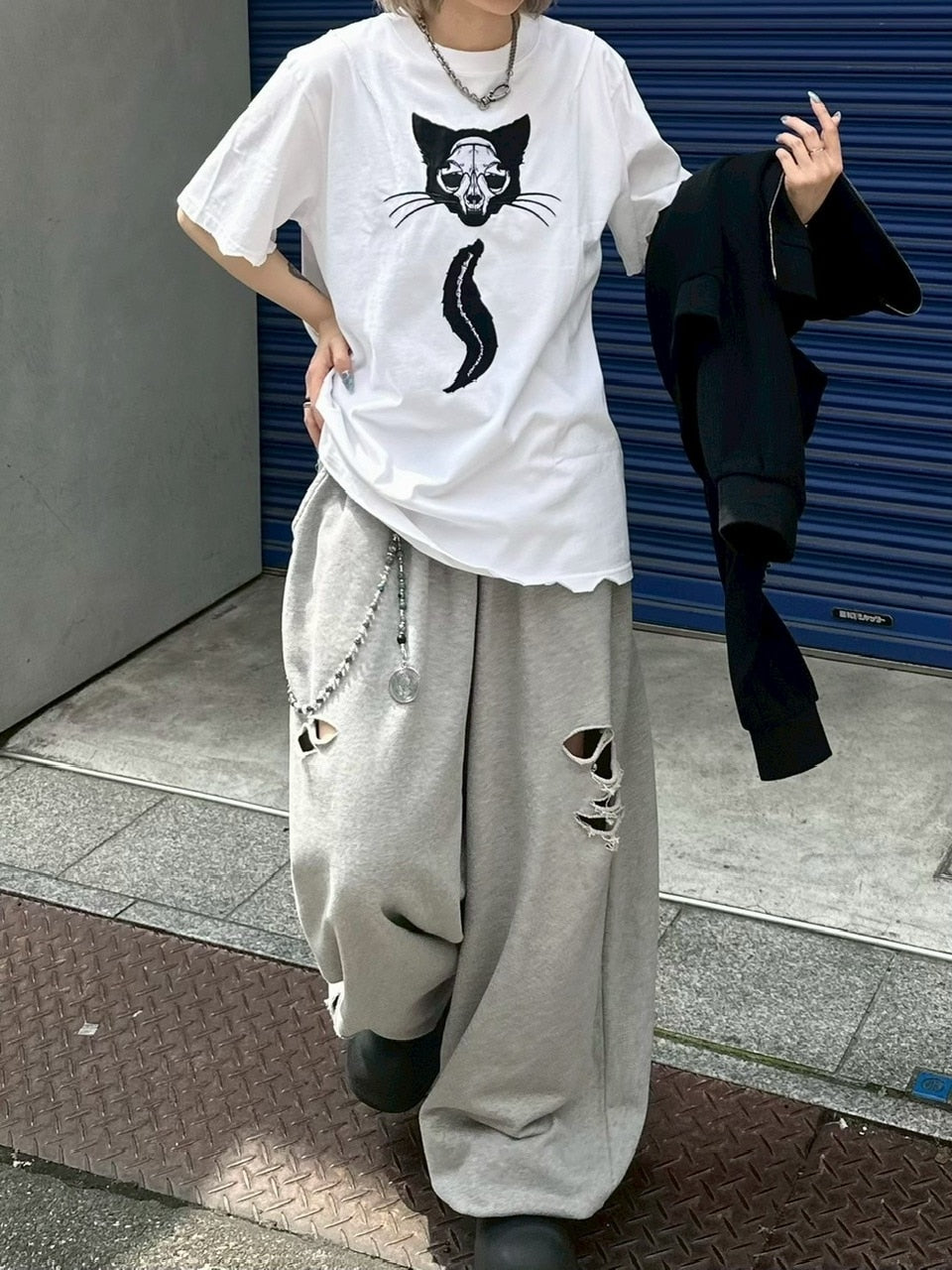 【Chikashitsu +】full length damage sweat pants / 【チカシツプラス】フルレングスダメージスウェットパンツ (3color)