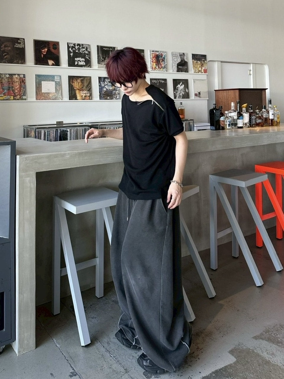 受注制【LUV CODE】shoulder zip half sleeve knit (3color)