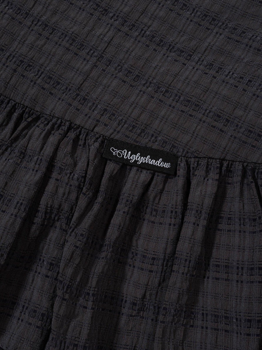 【Uglyshadow】CHECK SHIRRING SKIRT / 【アグリーシャドウ】チェックシャーリングミニスカート