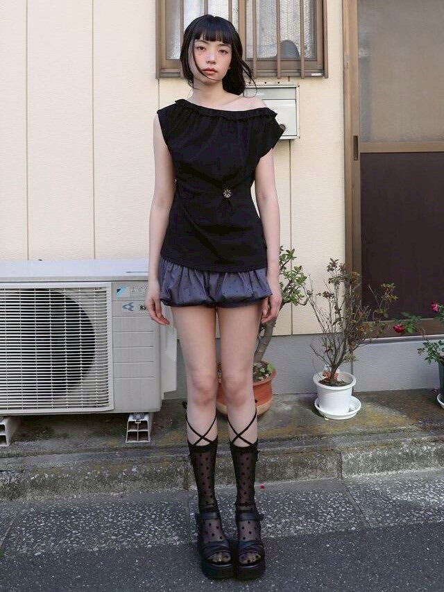 【Uglyshadow】DOTTED PUMPKIN SKIRT PANTS / 【アグリーシャドウ】ドットパンプキンミニスカートパンツ